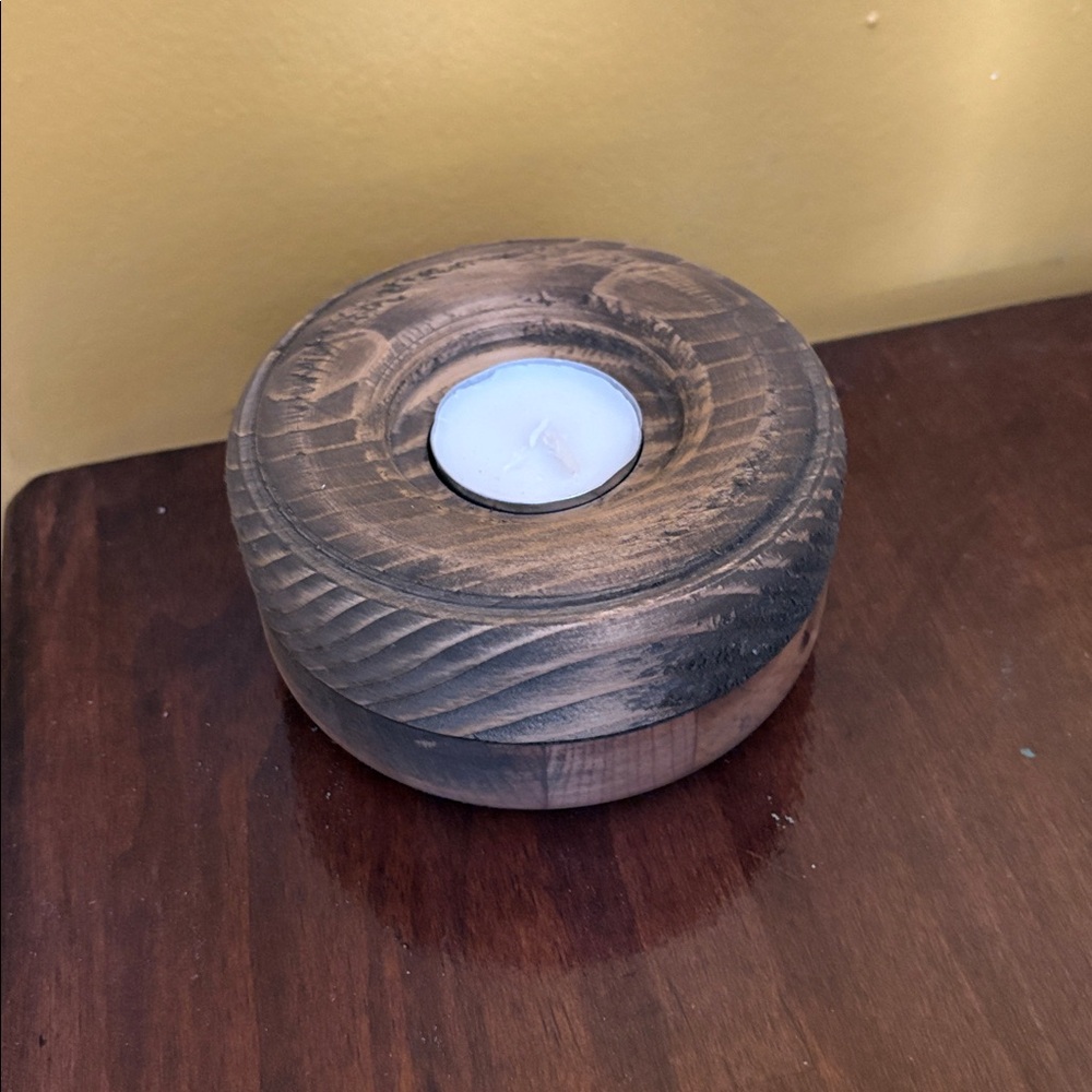 Natural Wood Tealight Candle Holder